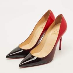 مملوكة مسبقًا حذاء كعب عالي كريستيان لوبوتان سو كايت ديجرادي جلد لامع أسود / بيج مقاس 38