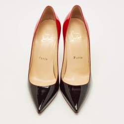 مملوكة مسبقًا حذاء كعب عالي كريستيان لوبوتان سو كايت ديجرادي جلد لامع أسود / بيج مقاس 38