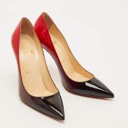 مملوكة مسبقًا حذاء كعب عالي كريستيان لوبوتان سو كايت ديجرادي جلد لامع أسود / بيج مقاس 38