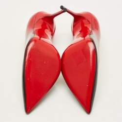 مملوكة مسبقًا حذاء كعب عالي كريستيان لوبوتان سو كايت ديجرادي جلد لامع أسود / بيج مقاس 38