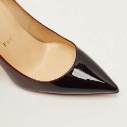 مملوكة مسبقًا حذاء كعب عالي كريستيان لوبوتان سو كايت ديجرادي جلد لامع أسود / بيج مقاس 38