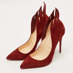 Pre Owned حذاء كعب عالي كريستيان لوبوتان فيكتورينا فليم سويد أسود مقاس 36.5