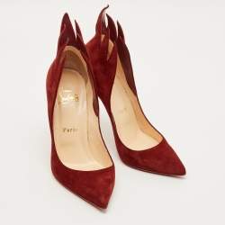 Pre Owned حذاء كعب عالي كريستيان لوبوتان فيكتورينا فليم سويد أسود مقاس 36.5