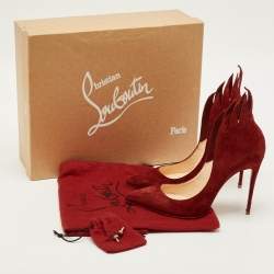 Pre Owned حذاء كعب عالي كريستيان لوبوتان فيكتورينا فليم سويد أسود مقاس 36.5