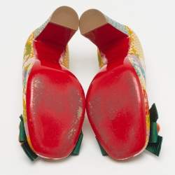 Pre Owned Christian Louboutin Dolly Dola Size 36.5 Multicolor Brocade Fabric Block Heel Pumps