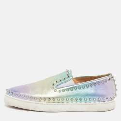 Pre Owned Christian Louboutin Spike Size 41 Multicolor Leather Slip On Sneakers