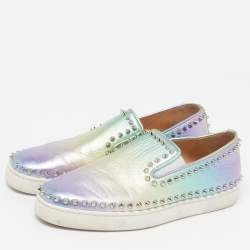 Pre Owned Christian Louboutin Spike Size 41 Multicolor Leather Slip On Sneakers