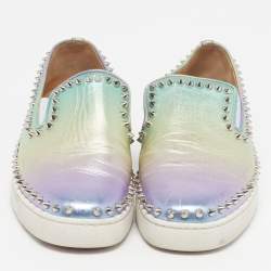 Pre Owned Christian Louboutin Spike Size 41 Multicolor Leather Slip On Sneakers