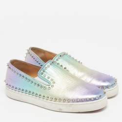 Pre Owned Christian Louboutin Spike Size 41 Multicolor Leather Slip On Sneakers