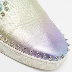 Pre Owned Christian Louboutin Spike Size 41 Multicolor Leather Slip On Sneakers