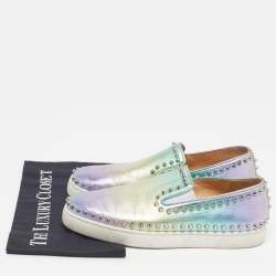 Pre Owned Christian Louboutin Spike Size 41 Multicolor Leather Slip On Sneakers
