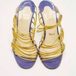 Pre Owned صندل كريستيان لوبوتان فريسكوالدي جلد ميتاليك ثلاثي اللون سيور مقاس 40.5