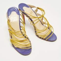 Pre Owned صندل كريستيان لوبوتان فريسكوالدي جلد ميتاليك ثلاثي اللون سيور مقاس 40.5