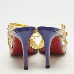 Pre Owned صندل كريستيان لوبوتان فريسكوالدي جلد ميتاليك ثلاثي اللون سيور مقاس 40.5