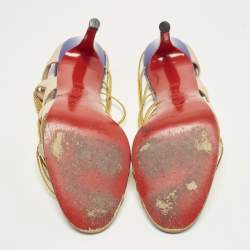 Pre Owned صندل كريستيان لوبوتان فريسكوالدي جلد ميتاليك ثلاثي اللون سيور مقاس 40.5