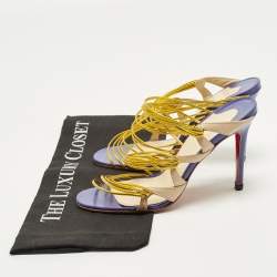 Pre Owned صندل كريستيان لوبوتان فريسكوالدي جلد ميتاليك ثلاثي اللون سيور مقاس 40.5