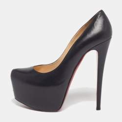 مملوكة مسبقًا Christian Louboutin Daffodile Size 39 Black Leather Platform Pumps
