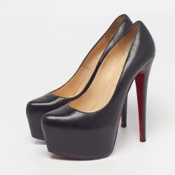 مملوكة مسبقًا Christian Louboutin Daffodile Size 39 Black Leather Platform Pumps