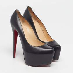 مملوكة مسبقًا Christian Louboutin Daffodile Size 39 Black Leather Platform Pumps