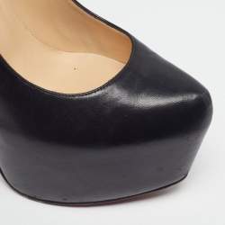 مملوكة مسبقًا Christian Louboutin Daffodile Size 39 Black Leather Platform Pumps