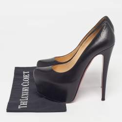 مملوكة مسبقًا Christian Louboutin Daffodile Size 39 Black Leather Platform Pumps