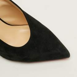 Pre Owned Christian Louboutin Rivafish Size 38.5 Black Suede  Slingback Pumps