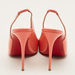 Pre Owned Christian Louboutin Drama Size 38.5 Brush Pink Patent Leather Slingback Pumps