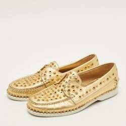 مملوكة مسبقًا Christian Louboutin Yatch Spike Size 40.5 Gold Leather Loafers