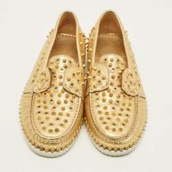 مملوكة مسبقًا Christian Louboutin Yatch Spike Size 40.5 Gold Leather Loafers
