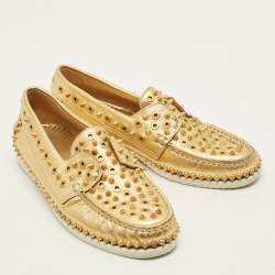 مملوكة مسبقًا Christian Louboutin Yatch Spike Size 40.5 Gold Leather Loafers