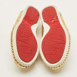 مملوكة مسبقًا Christian Louboutin Yatch Spike Size 40.5 Gold Leather Loafers