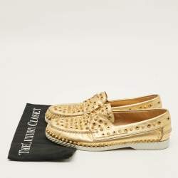 مملوكة مسبقًا Christian Louboutin Yatch Spike Size 40.5 Gold Leather Loafers
