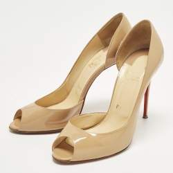Pre Owned Christian Louboutin Demi You Size 41 Beige Patent Leather D'orsay Pumps
