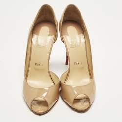 Pre Owned Christian Louboutin Demi You Size 41 Beige Patent Leather D'orsay Pumps