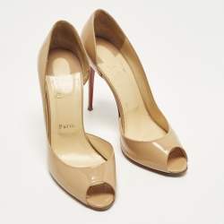 Pre Owned Christian Louboutin Demi You Size 41 Beige Patent Leather D'orsay Pumps