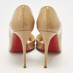 Pre Owned Christian Louboutin Demi You Size 41 Beige Patent Leather D'orsay Pumps