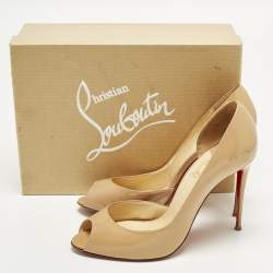 Pre Owned Christian Louboutin Demi You Size 41 Beige Patent Leather D'orsay Pumps