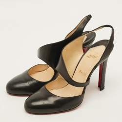 Pre Owned حذاء كعب عالي كريستيان لوبوتان أتوميك جلد أسود سيلينجباك مقاس 41