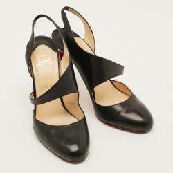 Pre Owned حذاء كعب عالي كريستيان لوبوتان أتوميك جلد أسود سيلينجباك مقاس 41