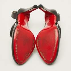 Pre Owned حذاء كعب عالي كريستيان لوبوتان أتوميك جلد أسود سيلينجباك مقاس 41