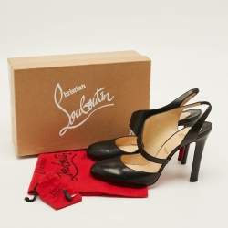 Pre Owned حذاء كعب عالي كريستيان لوبوتان أتوميك جلد أسود سيلينجباك مقاس 41