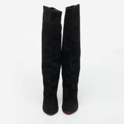 Pre Owned Christian Louboutin Size 39 Black Suede Knee Length Boots