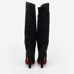 Pre Owned Christian Louboutin Size 39 Black Suede Knee Length Boots