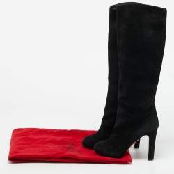 Pre Owned Christian Louboutin Size 39 Black Suede Knee Length Boots
