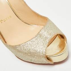 مملوكة مسبقًا صندل كريستيان لوبوتان فتحة كعب مقدمة مفتوحة  N°Prive جلد غليتر فضي مقاس 38.5