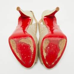 مملوكة مسبقًا صندل كريستيان لوبوتان فتحة كعب مقدمة مفتوحة  N°Prive جلد غليتر فضي مقاس 38.5