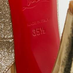 مملوكة مسبقًا صندل كريستيان لوبوتان فتحة كعب مقدمة مفتوحة  N°Prive جلد غليتر فضي مقاس 38.5