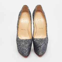 Pre Owned Christian Louboutin Daffodile Size 36 Silver Glitter Platform Pumps
