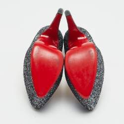 Pre Owned Christian Louboutin Daffodile Size 36 Silver Glitter Platform Pumps