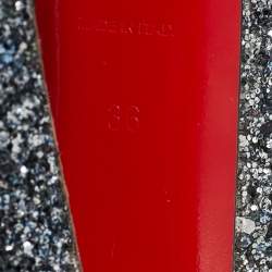 Pre Owned Christian Louboutin Daffodile Size 36 Silver Glitter Platform Pumps